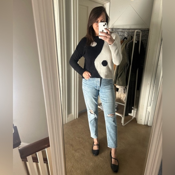 Madewell ying yang pullover sweater black and white size small - Picture 3 of 3